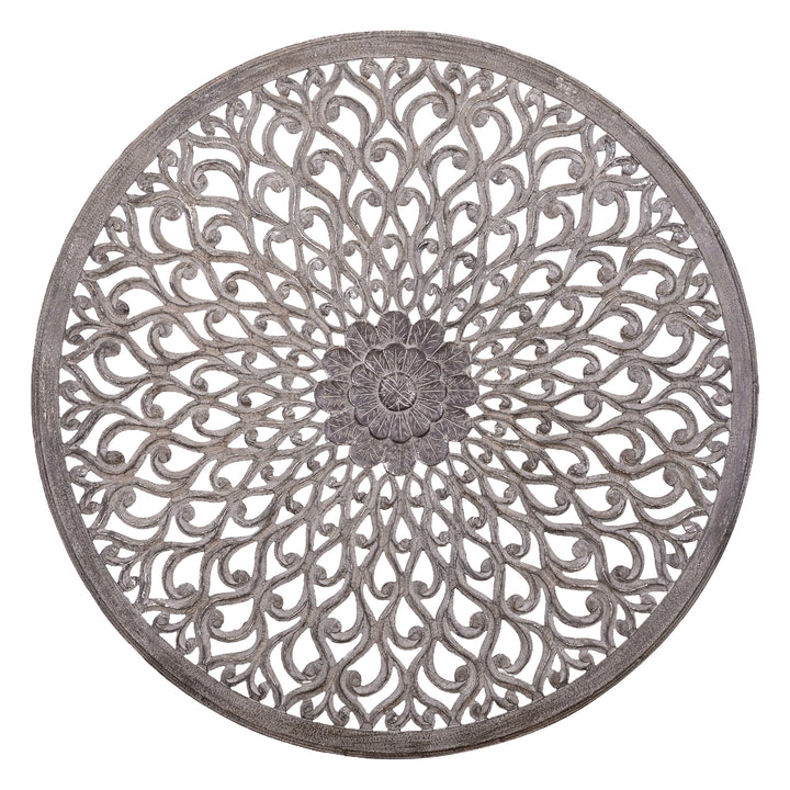 Rond Wandpaneel Donkergrijs Houtsnijwerk 150 cm – Vane L