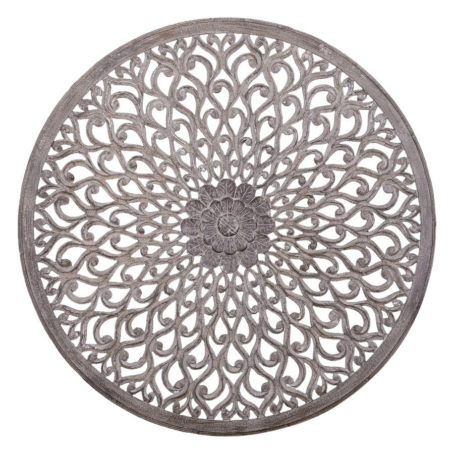 Rond Wandpaneel Donkergrijs Houtsnijwerk 150 cm – Vane L