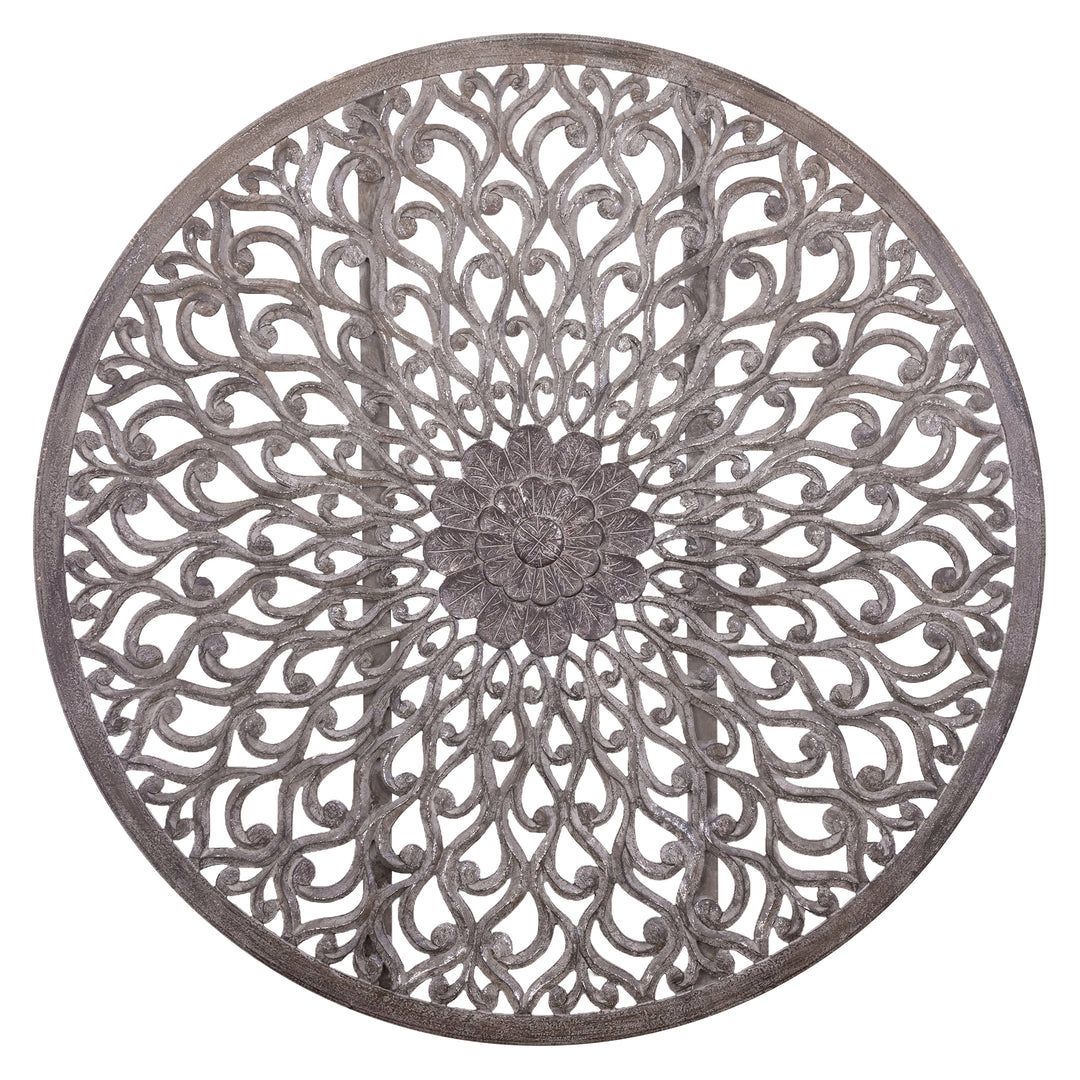 Rond Wandpaneel Donkergrijs Houtsnijwerk 180 cm – Vane XL
