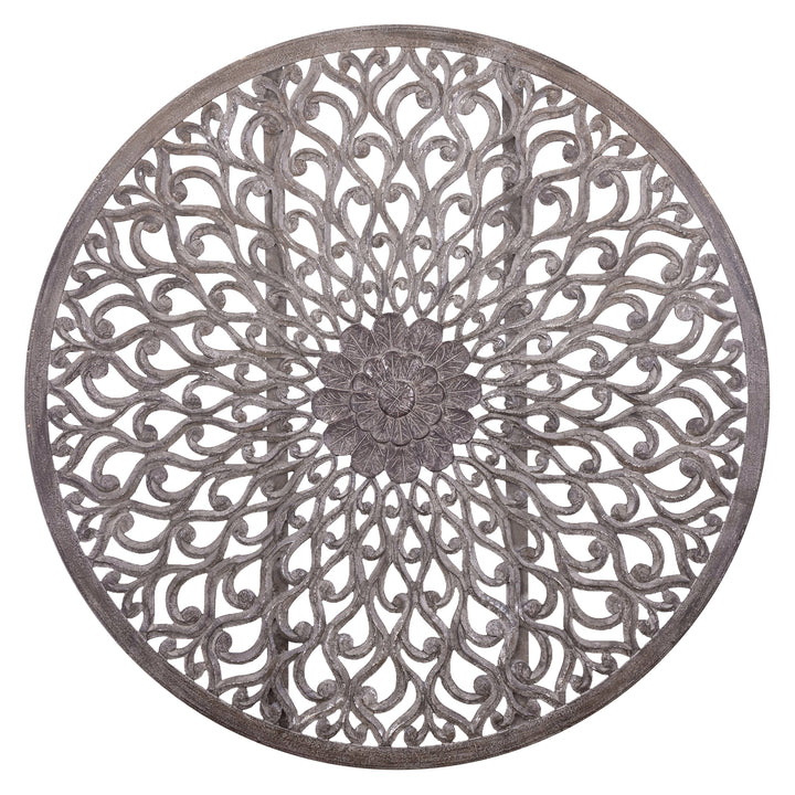 Rond Wandpaneel Donkergrijs Houtsnijwerk 180 cm – Vane XL