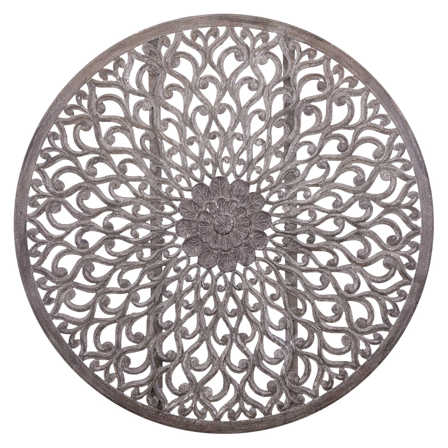 Rond Wandpaneel Donkergrijs Houtsnijwerk 180 cm – Vane XL