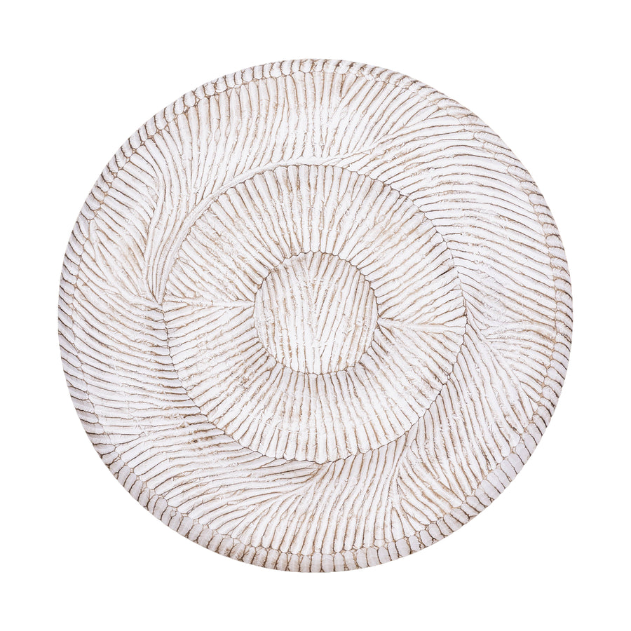 Rond wandpaneel houtsnijwerk Ø60–120 cm – PTMD Zoelle Gebroken Wit