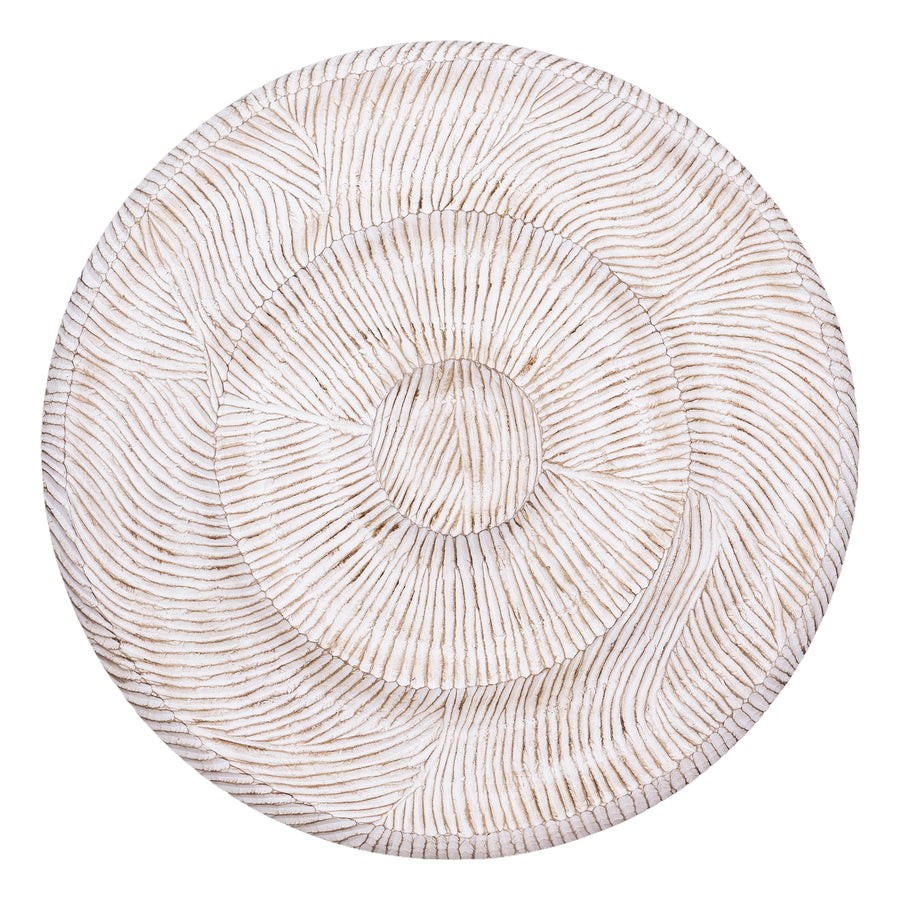 Rond wandpaneel houtsnijwerk Ø60–120 cm – PTMD Zoelle Gebroken Wit