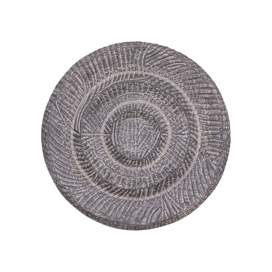 Rond wandpaneel houtsnijwerk Ø60–120 cm – PTMD Zoelle Donkergrijs