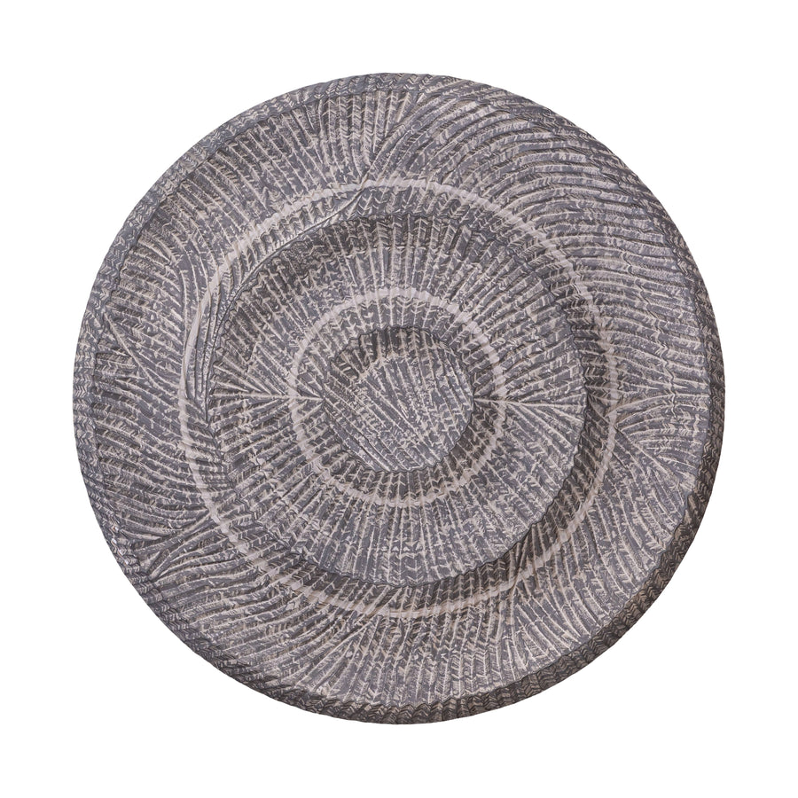 Rond wandpaneel houtsnijwerk Ø60–120 cm – PTMD Zoelle Donkergrijs