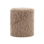 PTMD Hair Ronde Teddy Poef Bruin – 40×40×47 cm | Zachte Design Poef