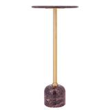 PTMD Jari Dark Brown Marmeren Bijzettafel Hoog – ø30 cm | Gouden Poot