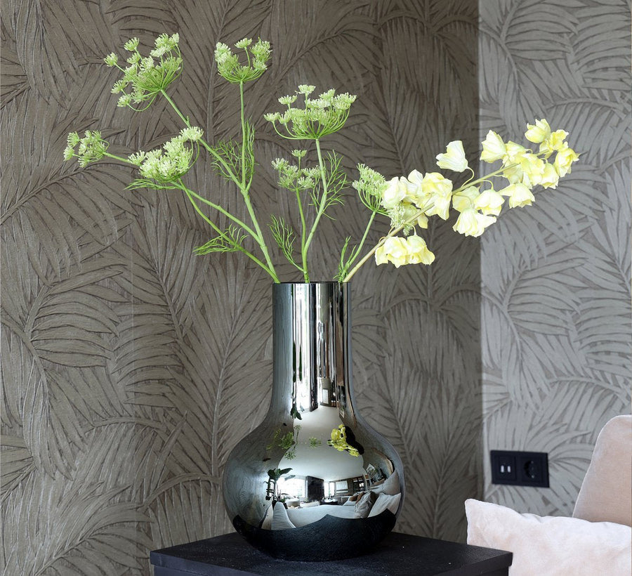 Seim vaas gloss grey – Mondgeblazen bol van spiegelglas Ø25,5xH37
