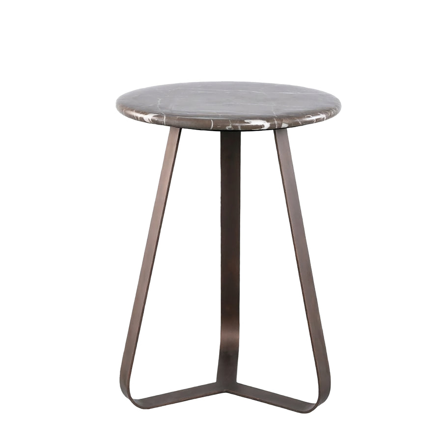 PTMD Kae marmeren bijzettafel rond donkerbruin ø40 cm