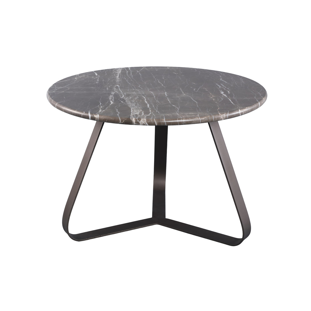 PTMD Kae Dark Brown Marmeren Salontafel Rond S – ø59 cm | IJzeren Poten
