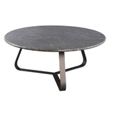 PTMD Kae Dark Brown Marmeren Salontafel Rond L – ø79 cm | IJzeren Poten
