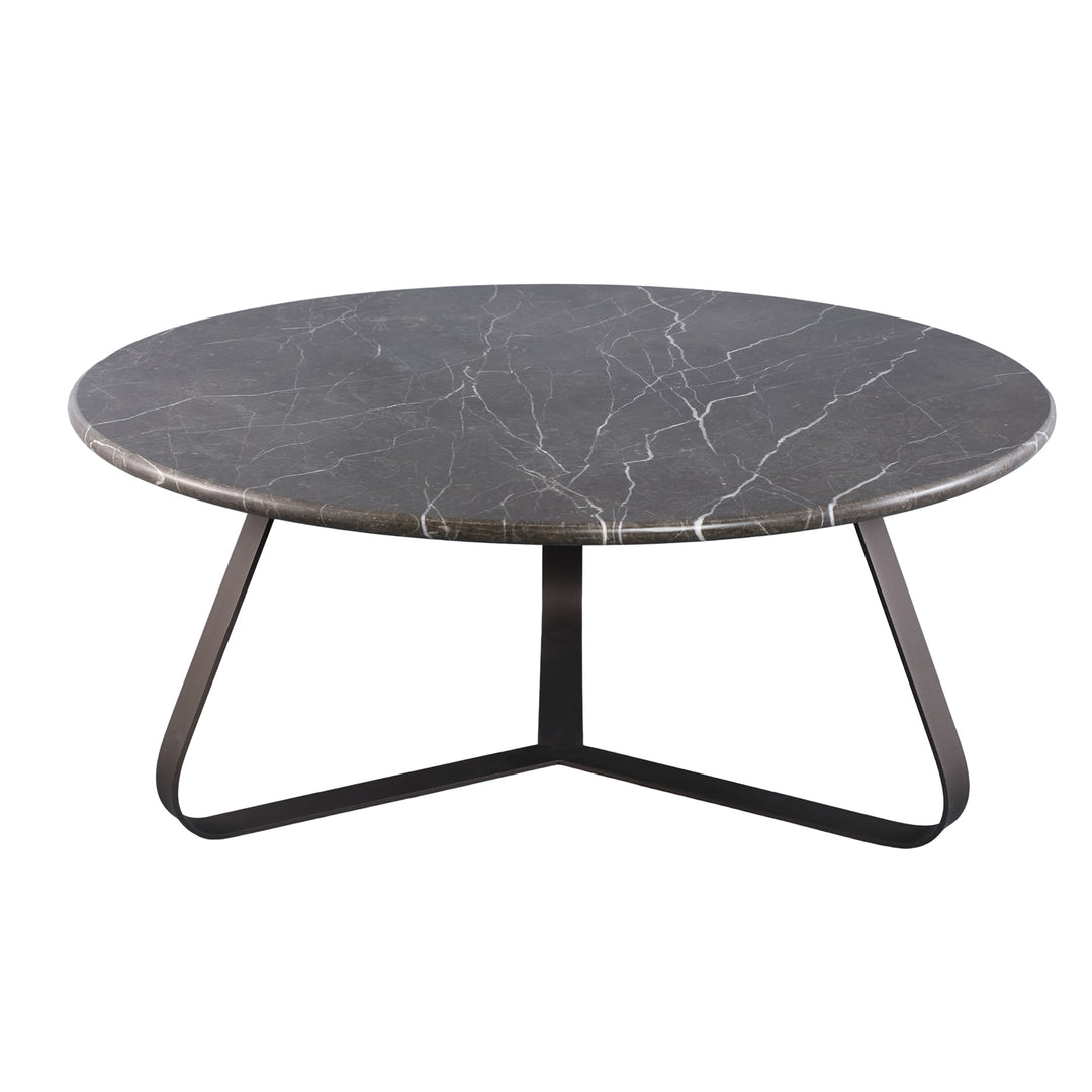 PTMD Kae Dark Brown Marmeren Salontafel Rond L – ø79 cm | IJzeren Poten