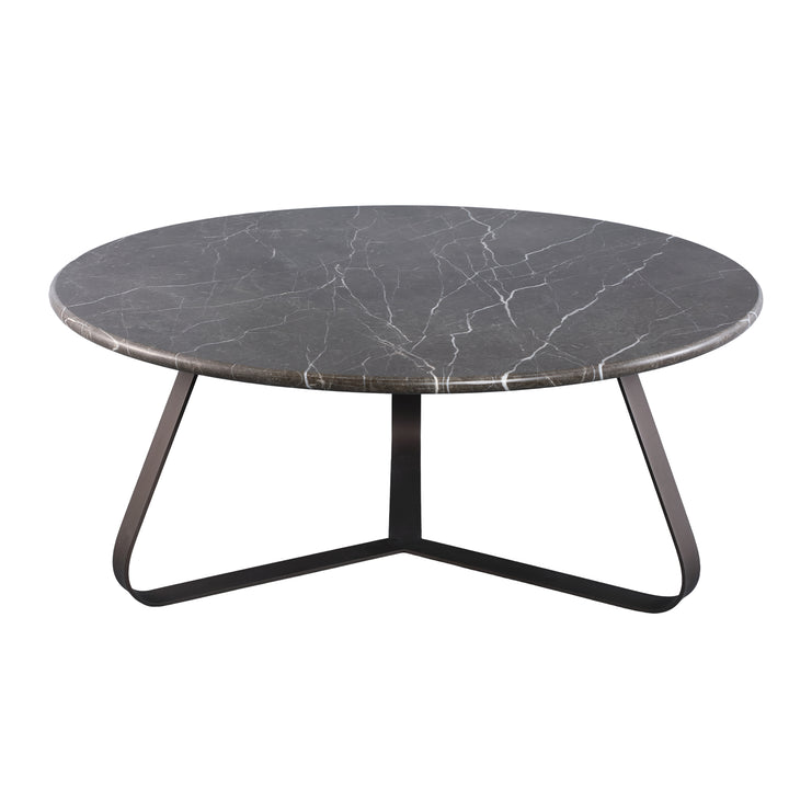 PTMD Kae Dark Brown Marmeren Salontafel Rond L – ø79 cm | IJzeren Poten