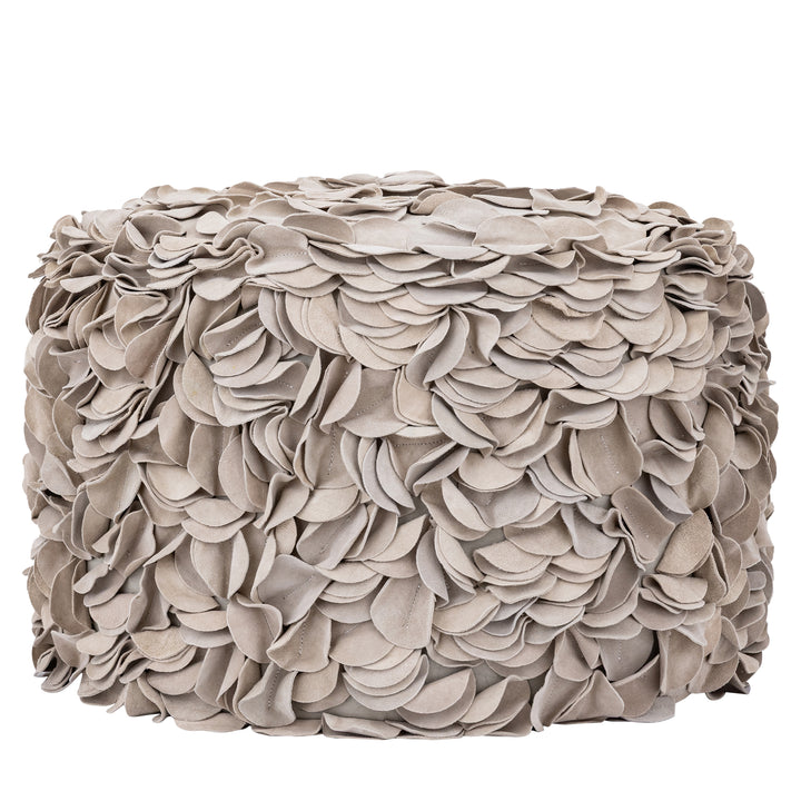 PTMD Nevo Suède Leren Pouf Rond – 60×40 cm | Cream of Taupe