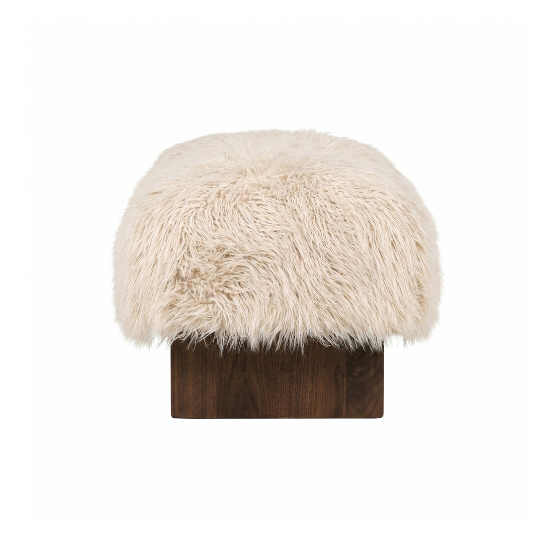 PTMD Hair Teddy Bankje Beige -| Zachte Design Bank met Houten Poten
