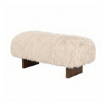 PTMD Hair Teddy Bankje Beige -| Zachte Design Bank met Houten Poten