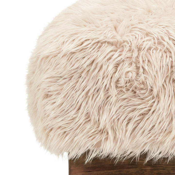 PTMD Hair Teddy Bankje Beige -| Zachte Design Bank met Houten Poten