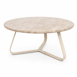 PTMD Kae Beige Marmeren Salontafel Rond L – ø79 cm | IJzeren Poten