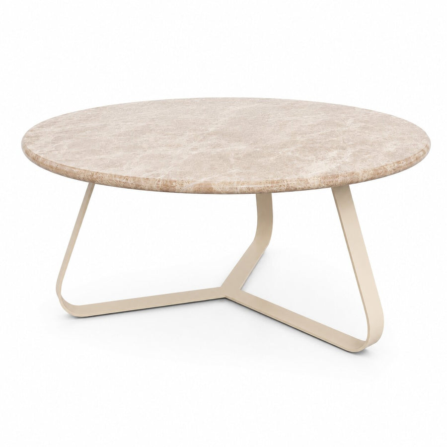 PTMD Kae Beige Marmeren Salontafel Rond L – ø79 cm | IJzeren Poten