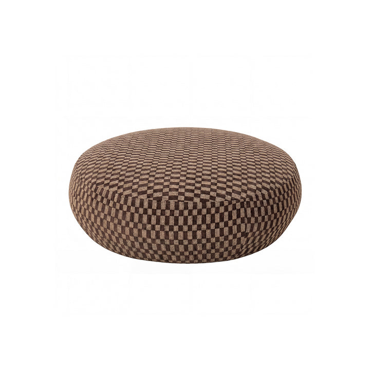 PTMD Pilo Donkerbruin Geblokte Ronde Pouf S – ø70 cm