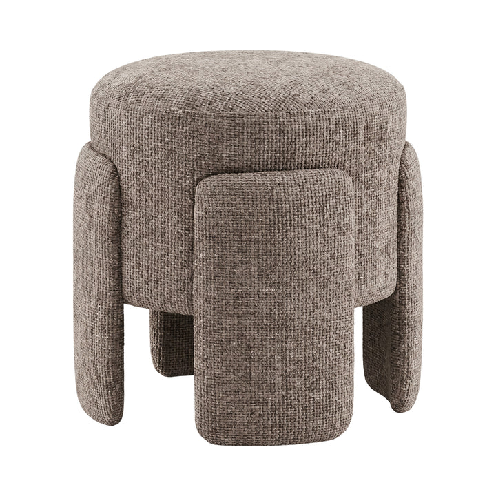 PTMD Pico Taupe Ronde Pouf – ø46 cm | Legacy Mink Stof