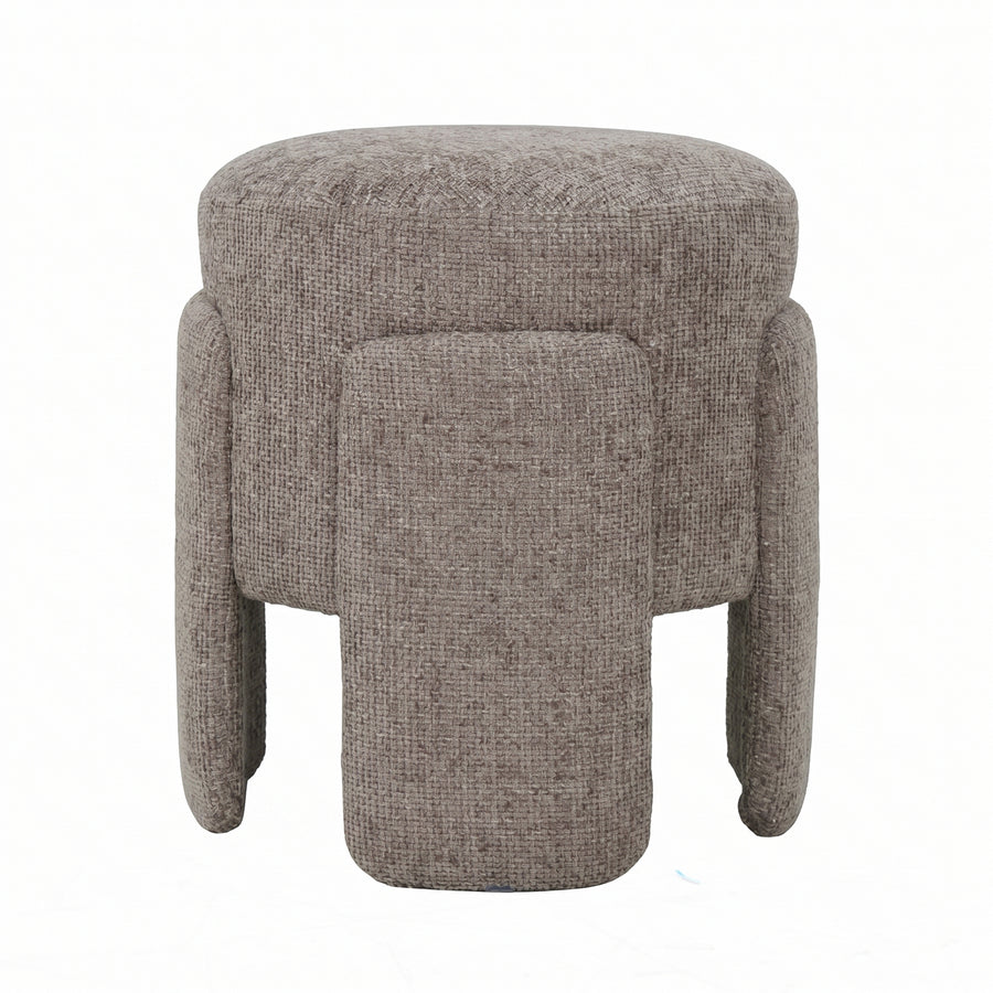 PTMD Pico Taupe Ronde Pouf – ø46 cm | Legacy Mink Stof