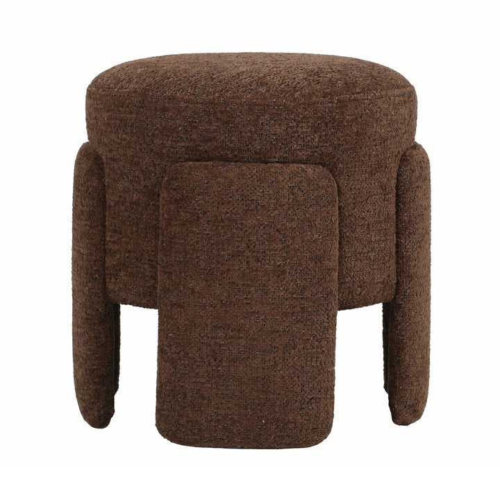 PTMD Pico Bruine Ronde Pouf – ø46 cm | Miami Stof