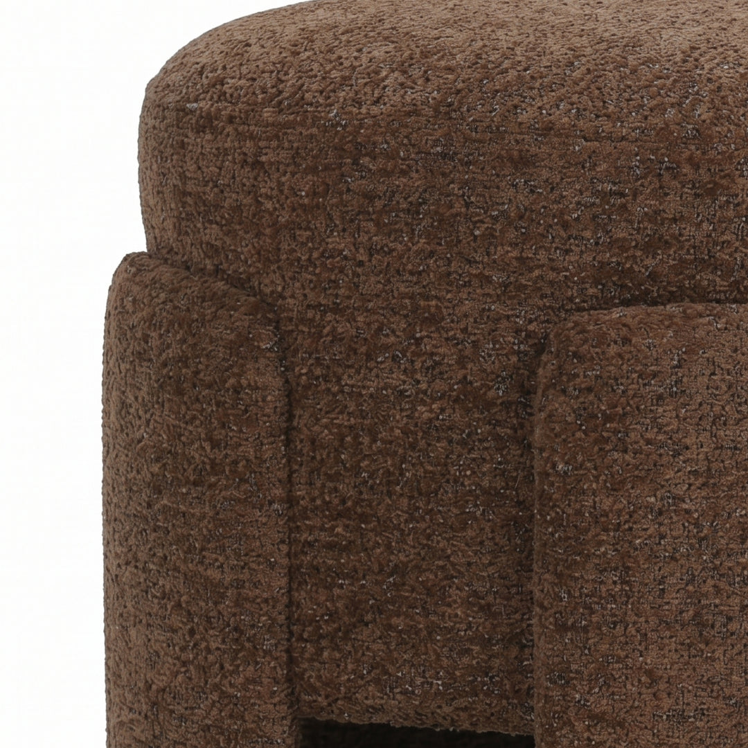 PTMD Pico Bruine Ronde Pouf – ø46 cm | Miami Stof