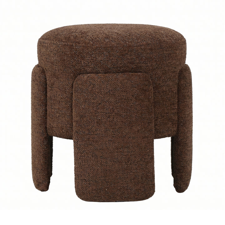 PTMD Pico Bruine Ronde Pouf – ø46 cm | Miami Stof