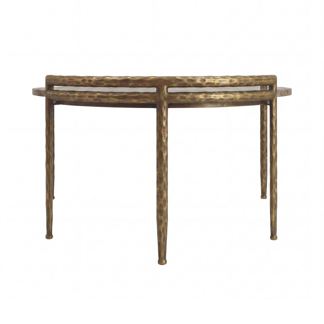 PTMD Dented Beige Marmeren Koffietafel – 85×80 cm | Handgemaakt