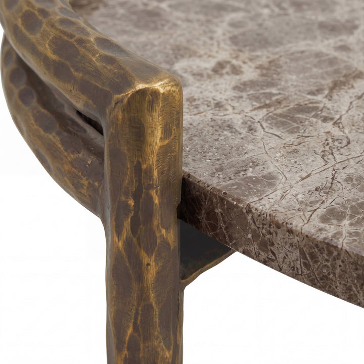 PTMD Dented Beige Marmeren Koffietafel – 85×80 cm | Handgemaakt