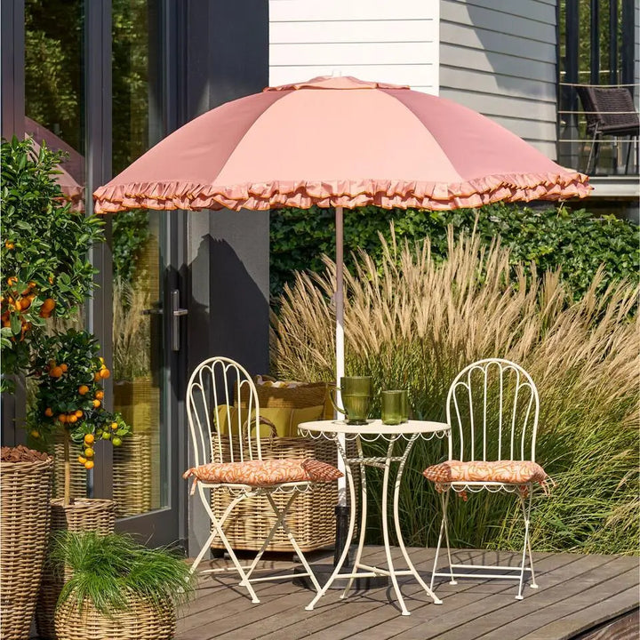 Kantelbare Parasol met Ruches Oranje Roze Strepen 197 cm