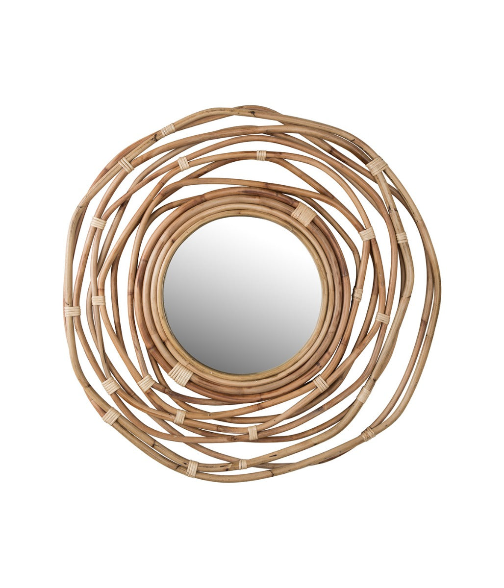 Ronde rotan spiegel 75 cm naturel – Dutchbone Kubu