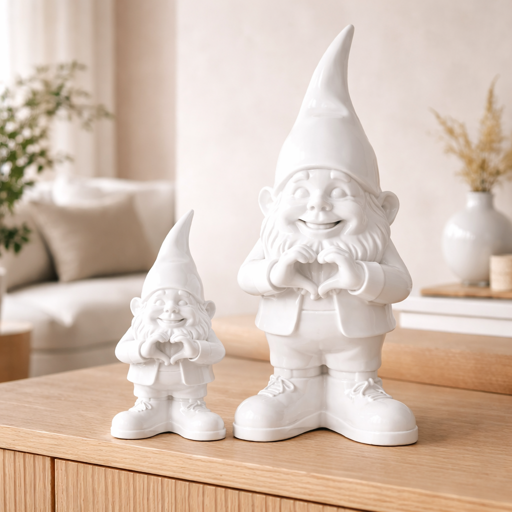 Witte Valentijns kabouter/gnoom met Hart