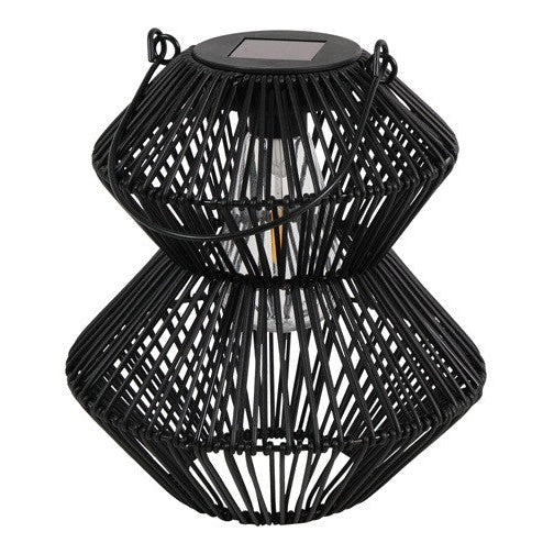 Solar Windlicht Okora – Rotan Look met Warm Licht – Zwart