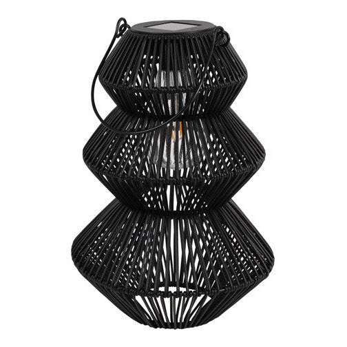 Solar Windlicht Okora – Rotan Look met Warm Licht – Zwart