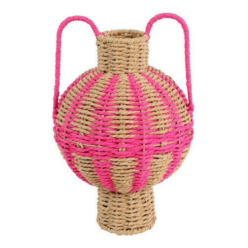 Rotan Kruik met Handvatten – Oranje & Roze