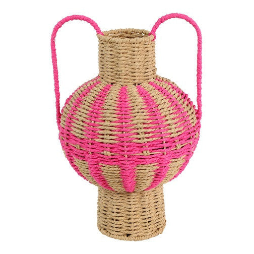 Rotan Kruik met Handvatten – Oranje & Roze