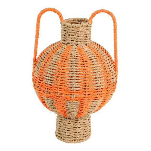 Rotan Kruik met Handvatten – Oranje & Roze