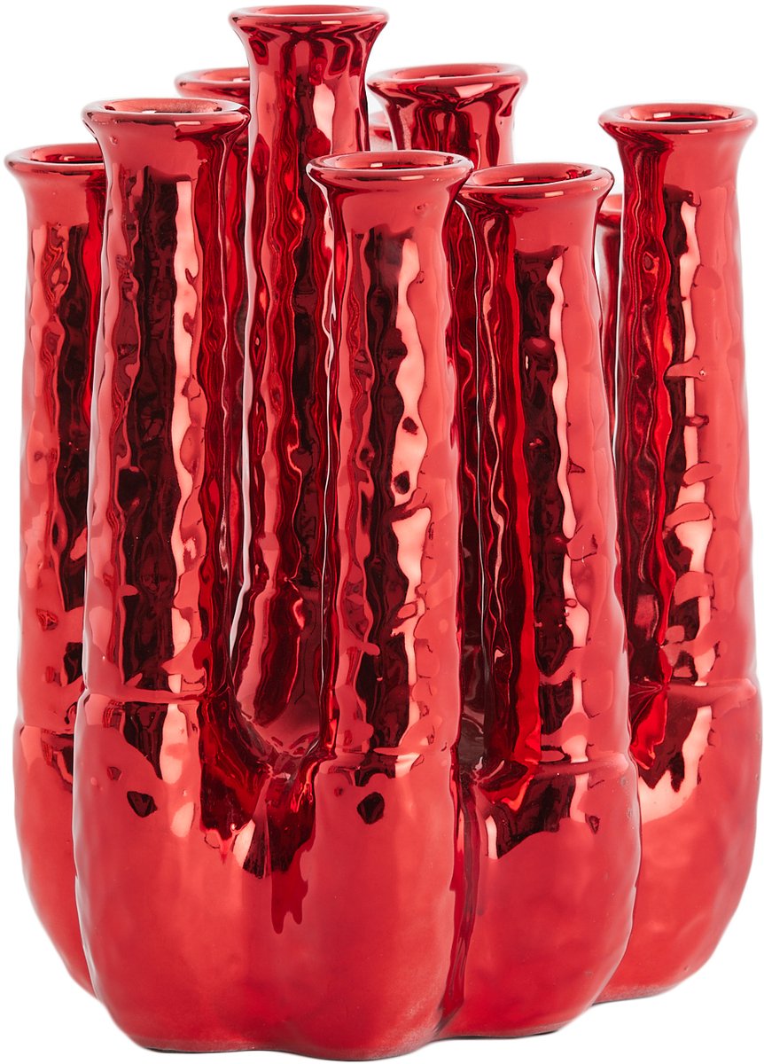 Kerst Vaas LEANJA – Keramiek Metallic Rood | 20x15x24 & 25x17x30 cm