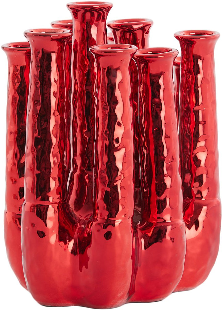 Kerst Vaas LEANJA – Keramiek Metallic Rood | 20x15x24 & 25x17x30 cm