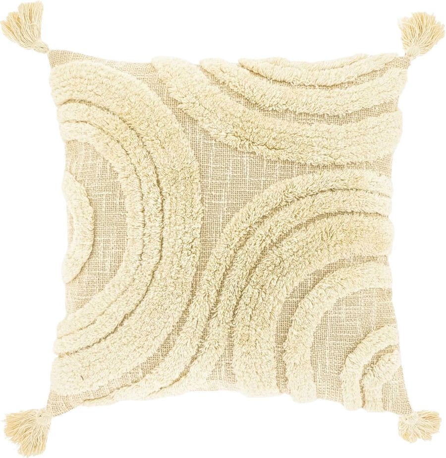 Sierkussen Crème Reliëf Swirl Patroon met Kwastjes 45x45 cm