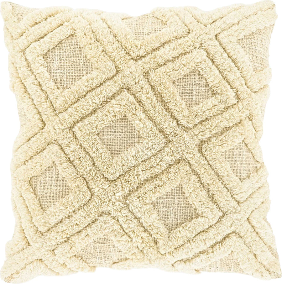 Sierkussen Crème Reliëf Ruitpatroon 45x45 cm
