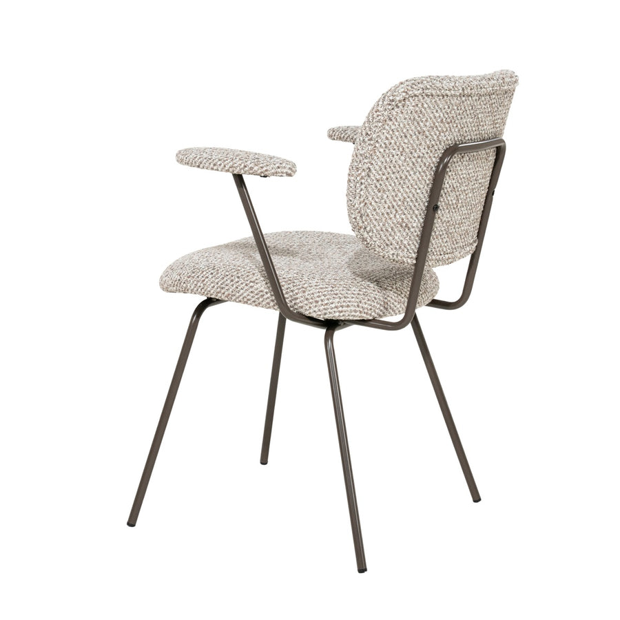 Stoel Tibbe met armleuning – stof & metaal taupe Sava
