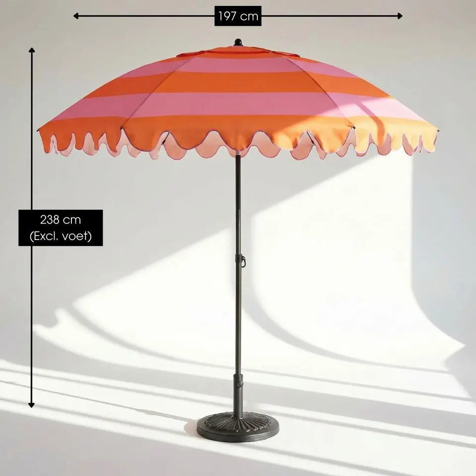 Kantelbare Parasol met Ruches Oranje 195 cm