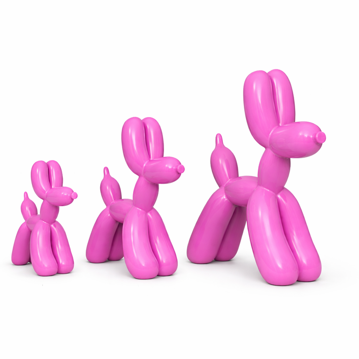Balloon Hond Set van 3 – Fuchsia Hoogglans | Luxe Decoratie