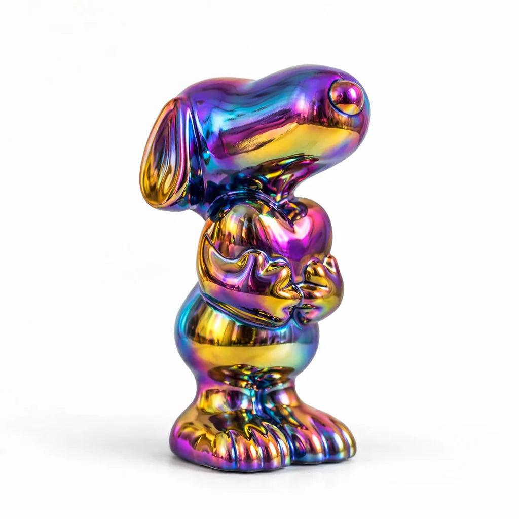 Keramiek Hond met Hart Roze – Hoogglans Beeld 20,5 cm