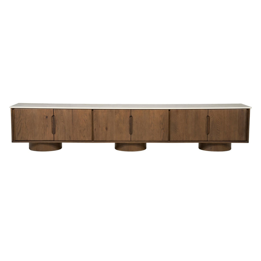 TV-meubel Leandro 250 cm 6 deuren – eikenfineer & keramiek