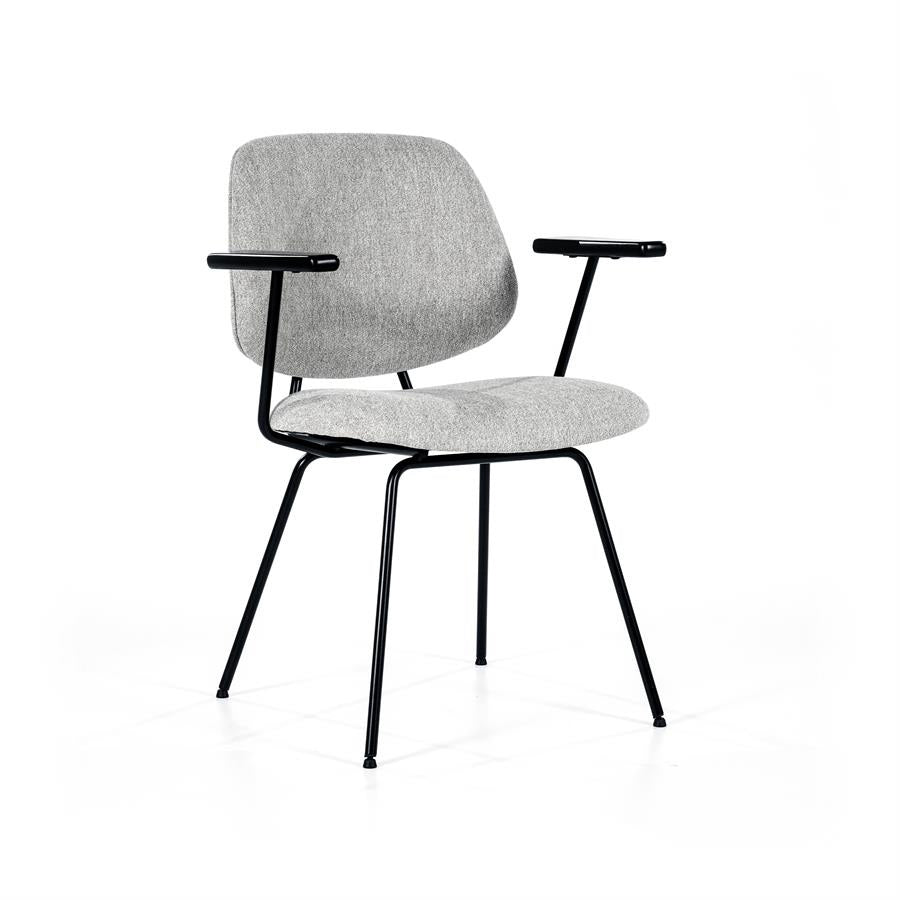 Stoel Lynn met armleuning – stof & metaal grijs fletcher