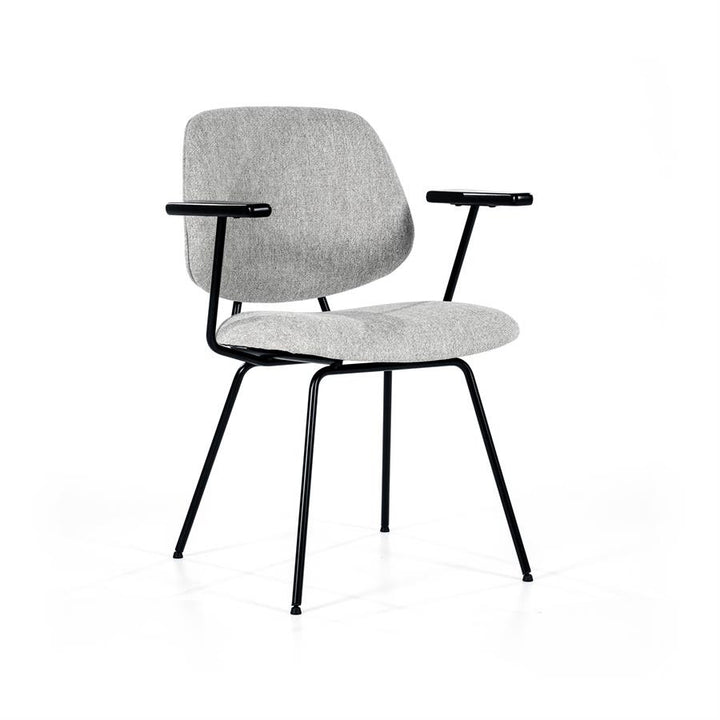 Stoel Lynn met armleuning – stof & metaal grijs fletcher
